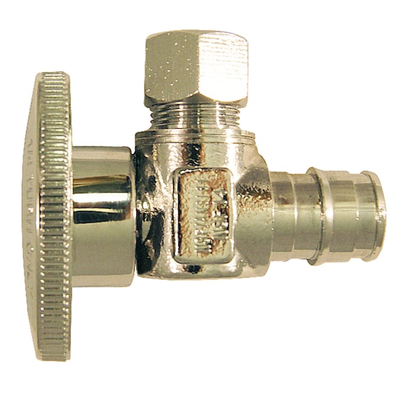 Apollo Apollo PEX A 1/2 in. Barb in to X 3/8 in. Compression Chrome Plated Stop Valve EPXVA1238C - main
